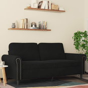 vidaXL Kavč dvosed črn 140 cm žamet