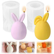 Nikcorp Silikonski kalup za svijece i sapun Uskršnji zeko 3D, set od 2 komada, fleksibilni kalupi za DIY izradu i pecenje, prehrambeni silikon