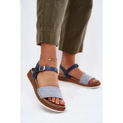 Womens Sandals With Braiding On The Strap Blue Inblu