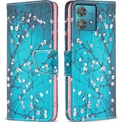 GS Ovitek za Motorola Edge 40 Neo, denarnica, sakura modra