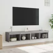 Greatstore TV omarica z LED lučkami 2 kosa siva sonoma 80x30x30 cm