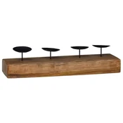 Vidaxl Nosilec sveč Naravna 50 x 15 x 10 cm Trden tikov les