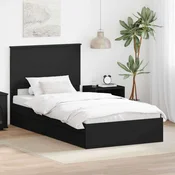 vidaXL vidaXL Postelja s shranjevanjem Črna 100 x 200 cm Konstruiran les, (5000105048)