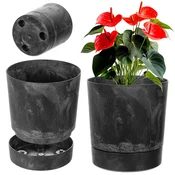 KADAX Cvetlični lonec s stojalom, okrogel, 20 cm, plastika, temno siva