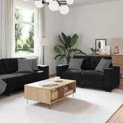 Dvodijelni set sofa s jastucima, crni baršun