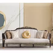 Casa Padrino Luxury Baroque Sofa Natural/Dark Brown/Gold 255 cm - Baroque Furniture