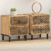 Vidaxl vidaXL Nočne omarice, komplet 2, 40x33x46 cm, masiven mangov les