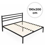 ModernHome metalni krevet 190 × 200 cm sa podnicom i uzglavljem, crni