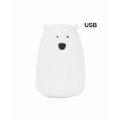 Rabbit&Friends meka svjetiljka Medvjedić, silikonska, USB, bijela