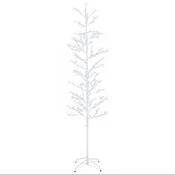 Vidaxl Mini brezovo božično drevo Bela 47 x 210 cm Jeklo 567 LED