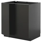 METOD Podni element s policama/2 vrata, Crnosiva/Nickebo boja antracita, mat, 80x60 cm