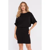 Made Of Emotion Womans Mini dress with a loose top and a back slit - black