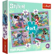 Trefl Sestavljanka Lilo & Stitch: Nori dan 4v1 (35,48,54,70 kosov)