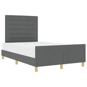 Vidaxl Konstrukcija postelje z vzglavjem Temno siva 140 x 190 cm blago