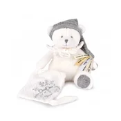 Plišasti sivi medvedek s sponko za dudek, Doudou 25 Years Dummy Holder, Doudou et Compagnie rojstnodnevna edicija siva 20 cm od 0 mesecev