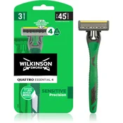 Wilkinson Sword Quattro Titanium Sensitive brivniki za enkratno uporabo (With Aloe) 3 Ks