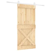 Vidaxl Drsna vrata Naravna in bela 95 x 210 cm Masiven borov les
