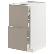 METOD / MAXIMERA Pod.orm.2front/2dnj/1srd/1vis.fiok, bela/Upplöv tamnobež, mat, 40x60 cm