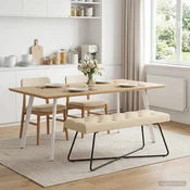Klop s gumbnim oblazinjenjem Krem 110 x 40 x 46 cm Blago