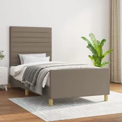 shumee vidaXL Posteljni okvir brez vzmetnice, taupe, 100x200 cm, oblazinjen s tkanino