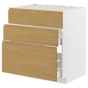 METOD / MAXIMERA Pod.element sudop. i 3front/2fioke, bela/Voxtorp im. hrastovine, 80x60 cm