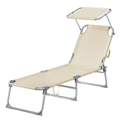 Songmics Ležalnik za sončenje 189x53x285 cm bež