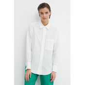 Košulja s dodatkom lana Calvin Klein boja: bijela, relaxed, s klasicnim ovratnikom