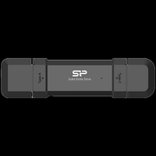 SILICON POWER 500GB DS72 Dual USB-C/USB 3.2 Gen 2/ Portable External SSD/ Steam Deck and iPhone 15 Pro/ R/W: up to 1050MB/s; 850MB/s/ Black