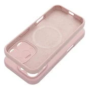 OEM Silikonski ovitek za iPhone 15 PRO, debeline 2 mm, združljiv z MagSafe, v barvi pudrasto roza