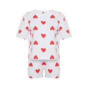 Trendyol White 100% Cotton Heart Knitted Pajama Set