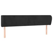 Vidaxl Vzglavje z ušesi črno 203x23x78/88 cm žamet