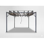 Garden Line VRTNA PERGOLA S PREMIKALNIMI LAMELE IZ POLIKARBONATA 3 x 3 M RJAVA *4016