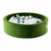 Mi Suhi bazen 110x30 Velvet Soft Olive s 400 kuglica: prozirna, mint, metalik grafit, opalescentna
