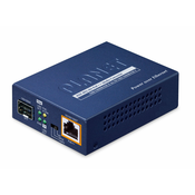 Planet GUP-805A-60W 1-Port 100/1000X SFP to 1-Port 10/100/1000T 802.3bt PoE++ Media Converter (60W 802.3bt Type-3/UPoE/Legacy mode support via DIP switch, compact size) -w/external power adapter inclu