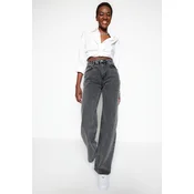 Trendyol Anthracite High Waist Wide Leg Jeans