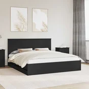 Krevetna konstrukcija Crna 200 x 200 cm Inženjersko Drvo