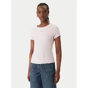 Tommy Jeans Majica Smock Seersucker DW0DW22219 Roza Slim Fit