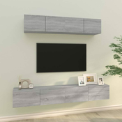 4-dijelni set TV ormarica sivog sonome konstruirano drvo