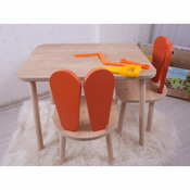 Woody Fashion Kids Table Set Bunny Two Chair Set - Orange, Brown