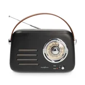 Nedis RDFM2600BK retro FM radio, Bluetooth 5.4, AUX ulaz, USB priključak, litij-ionska baterija od 1500 mAh