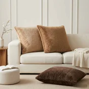 Vidaxl Prevleka za blazino 2 kos HOUTEN Svetlo rjava 65 x 65 cm