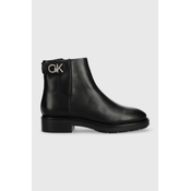 Usnjeni gležnarji Calvin Klein Rubber Sole Ankle Boot ženski, črna barva