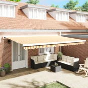 vidaXL Ročna vlečna tenda oranžna in bela 500x300 cm