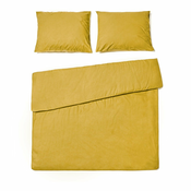 Pamučna posteljina senf žute boje za bračni krevet Le Bonom, 200 x 220 cm