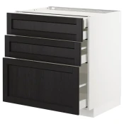 METOD / MAXIMERA Pod.elem.3front/2dnj/1srd/1vis.fiok, bela/Lerhyttan crno bajcovano, 80x60 cm
