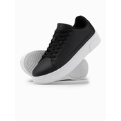 Ombre Mens eco leather sneakers shoes with thick sole - black