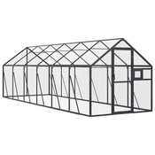 Vidaxl Ptičnica antracitna 1,79x6x1,85 m aluminij