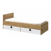 Krevet Akron N106 Jednostruki, Bijela, Svijetlo smede, 90x200, Iveral, Basi a doghePodnice za krevet, 93x203x71cm