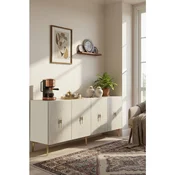Hanah Home komoda Salkim 180, 180 cm, bela / travertin / zlatna