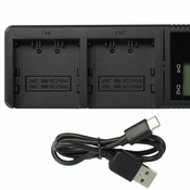 Polnilec za baterijo JVC BN-VC296G/BN-VC298G/BN-VC264G, dvojni, USB-C